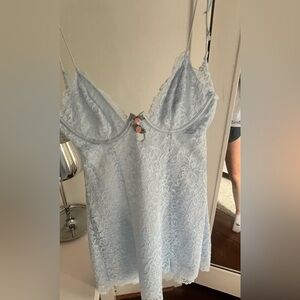 For love and lemons blue slip dress, small, light blue, worn once